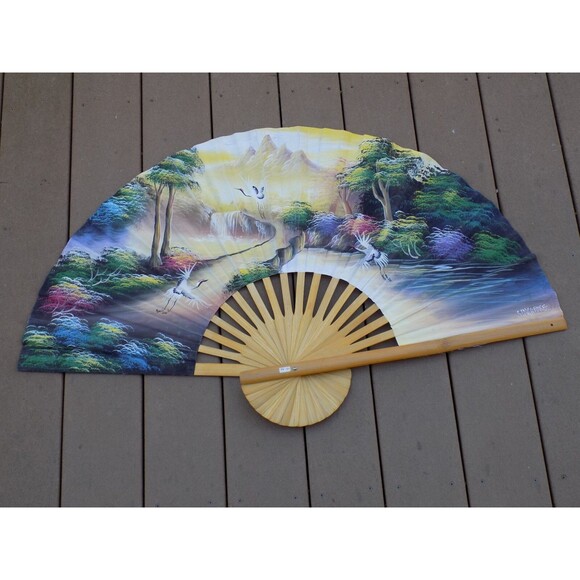 Japanese Art Print Folding Wall Fan Fashion Decor Singapore Tropical Island